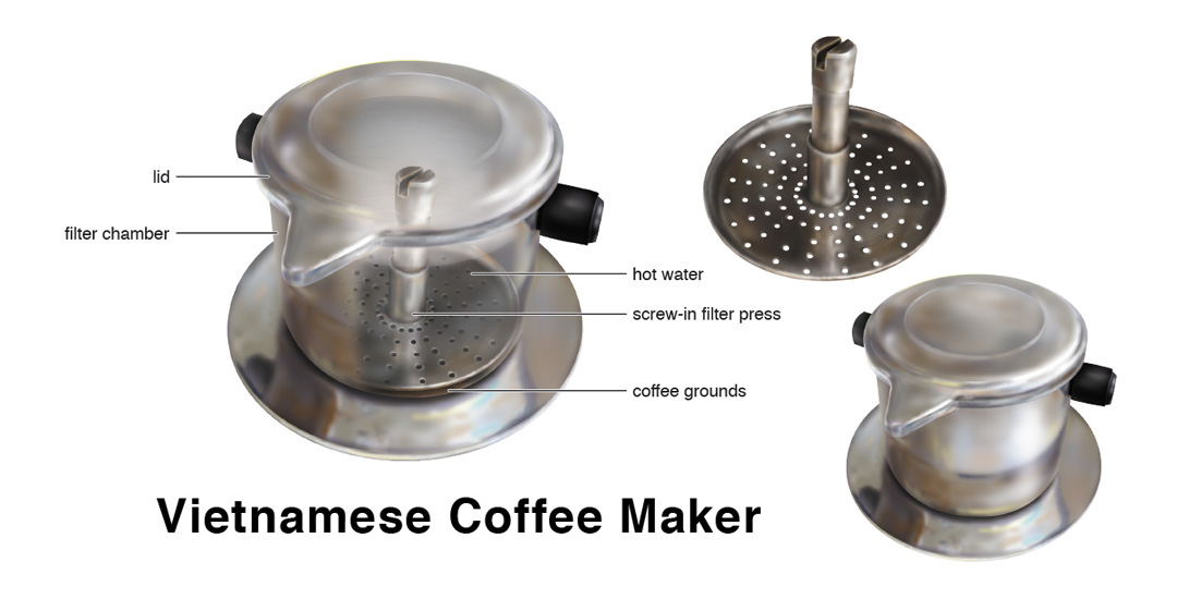 Coffee maker technical illustration, digital